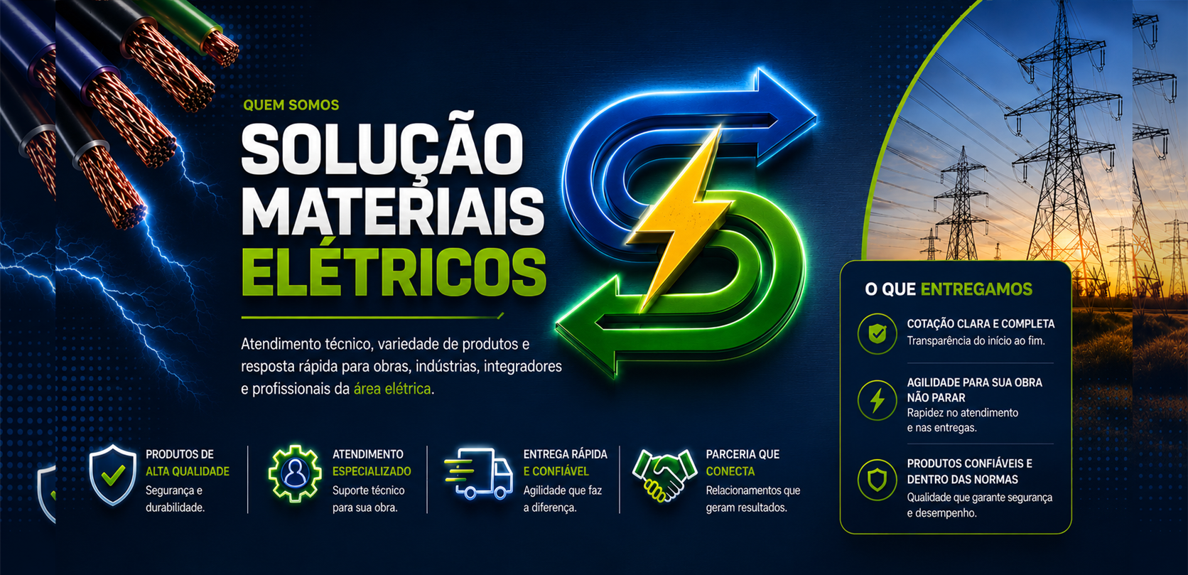 Solução Materiais Elétricos com atendimento técnico e entrega rápida