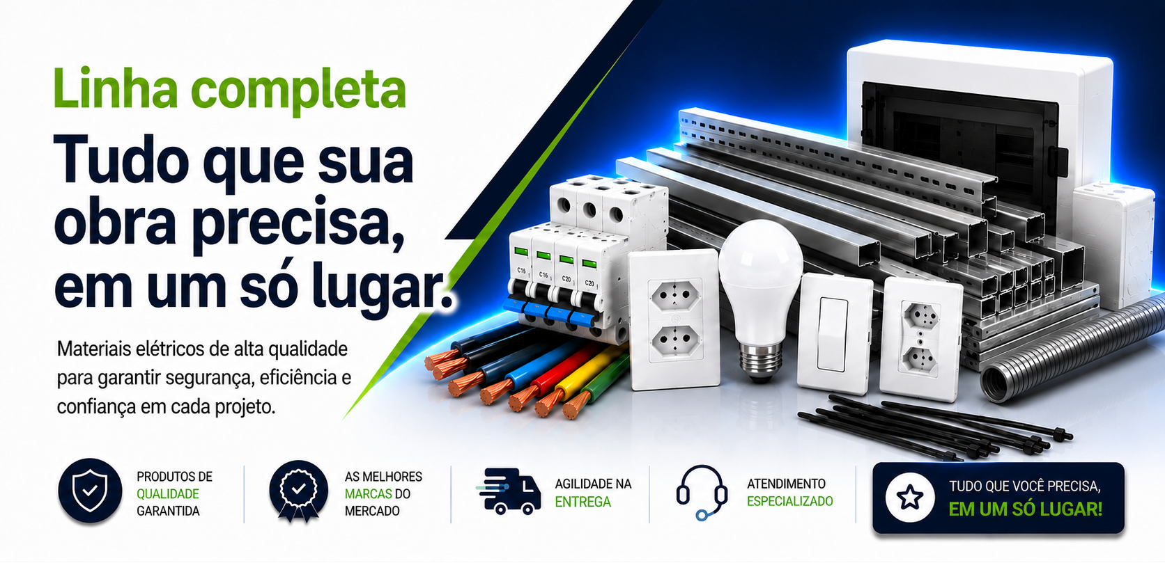 Linha completa de materiais elétricos