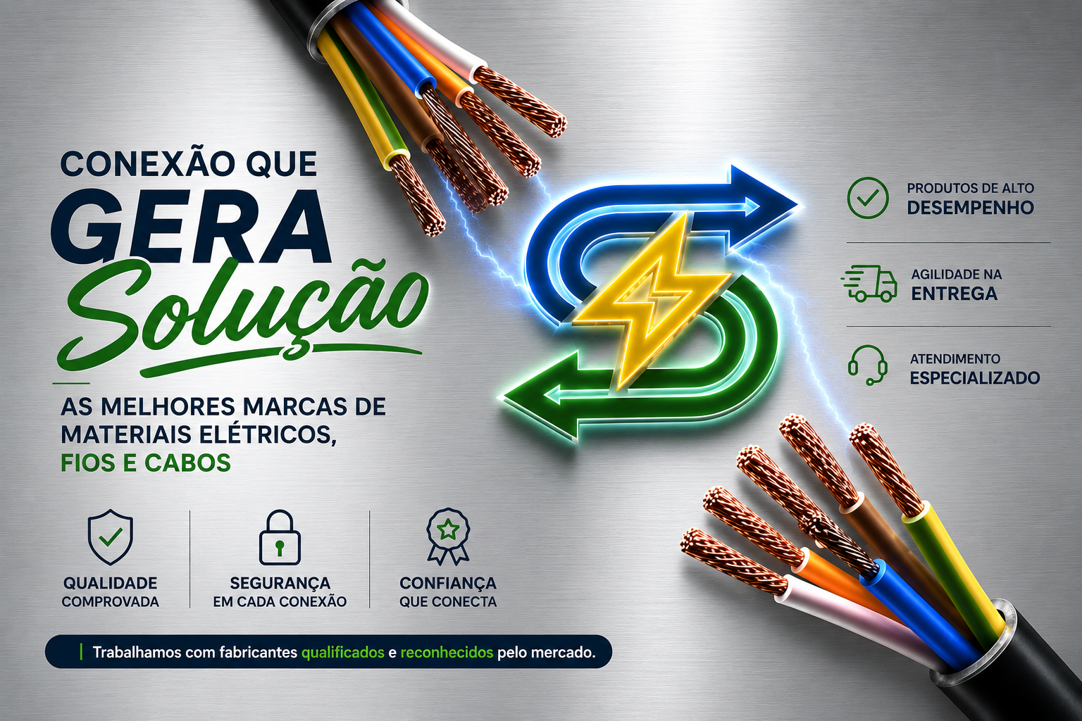 Conexão que gera solução em materiais elétricos, fios e cabos